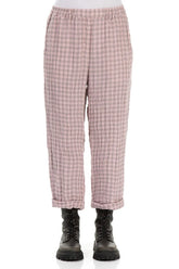 Roll Up Pink Check Linen Trousers 1
