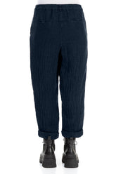 Roll Up Royal Blue Mélange Linen Trousers 2
