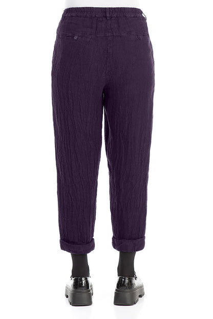 Roll Up Royal Purple Mélange Linen Trousers 2