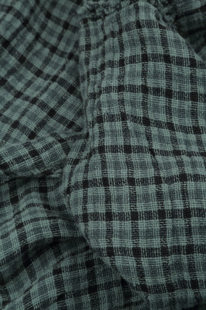 Roll Up Sage Heritage Check Linen Trousers 6