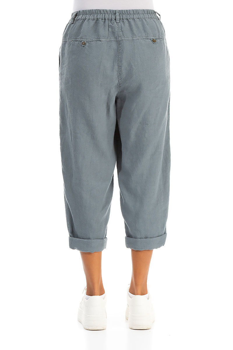 Roll Up Sage Linen Trousers