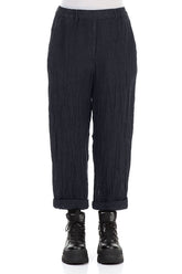 Roll Up Slate Blue Mélange Linen Trousers 1