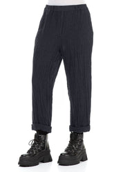 Roll Up Slate Blue Mélange Linen Trousers 3