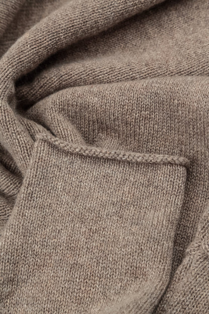 Rolled Edge Beige Cashmere Sweater