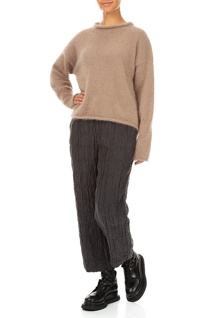 Rolled Neck Soft Taupe Angora Sweater 6