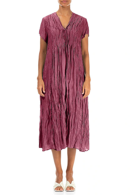 Robe romantique en pure soie froissée, ornée de rubis anciens