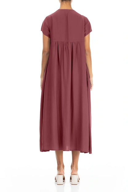 Romantic Antique Ruby Silk Bamboo Dress