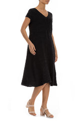 Romantic Black Crinkled Silk Dress 3