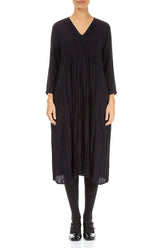 Romantic Black Crumpled Viscose Dress 1