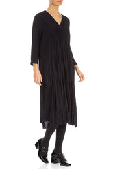 Romantic Black Crumpled Viscose Dress 3