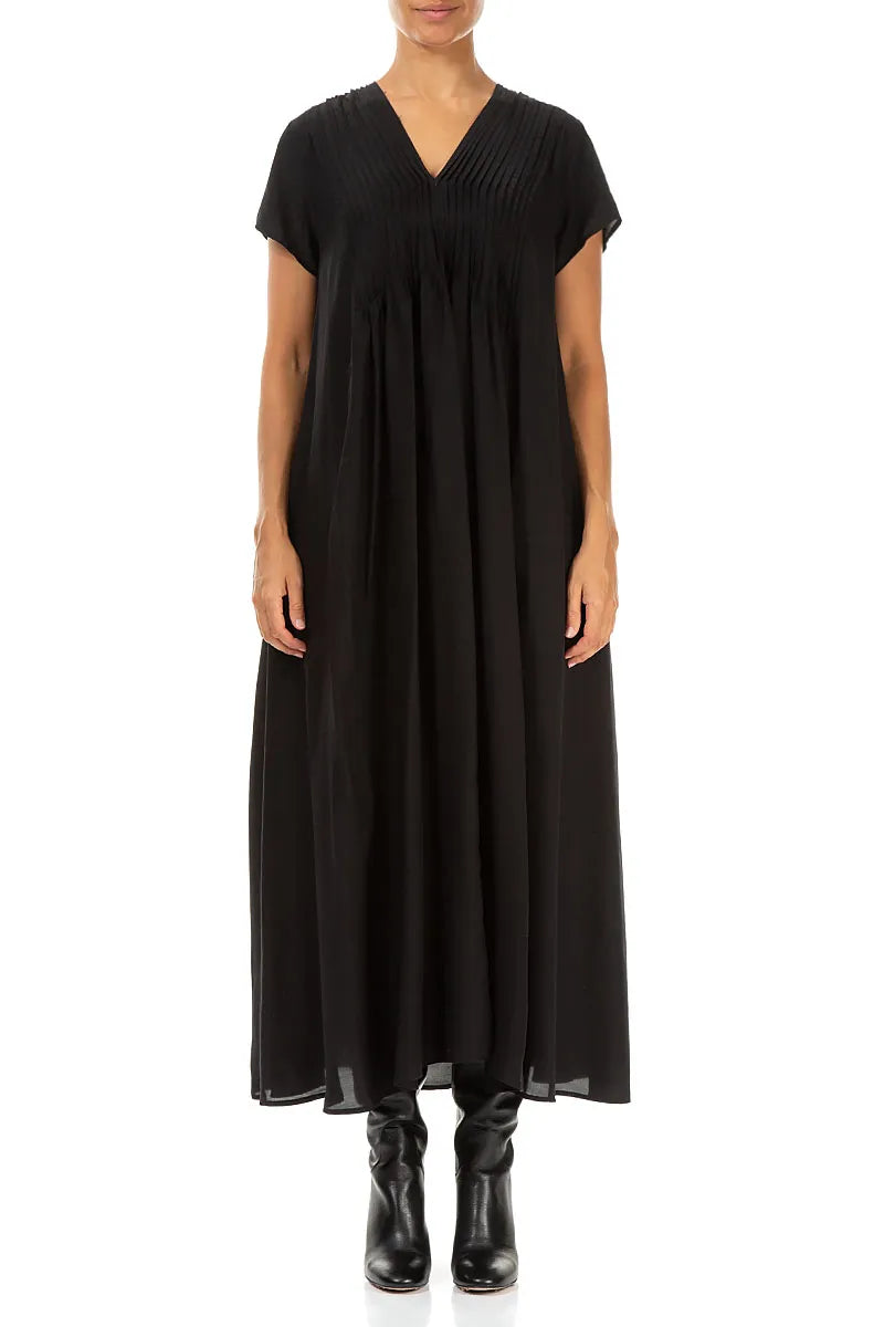 Romantic Black Silk Bamboo Dress 1