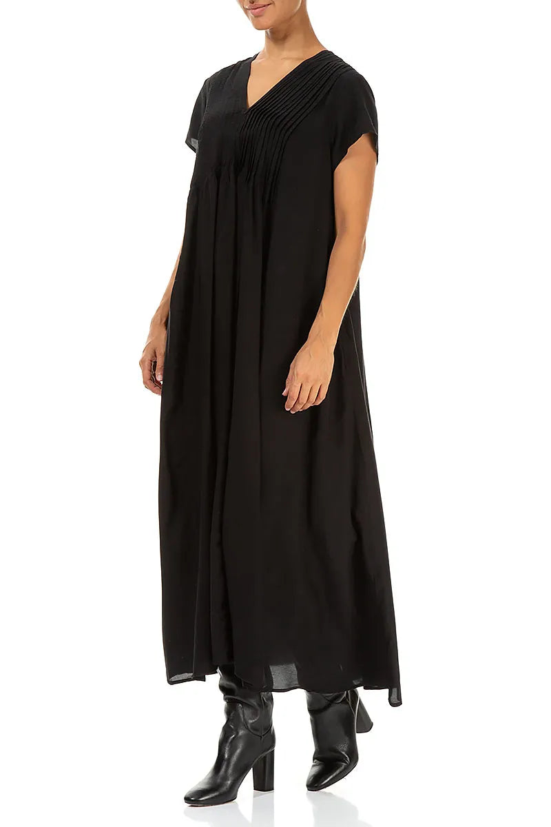 Romantic Black Silk Bamboo Dress 3