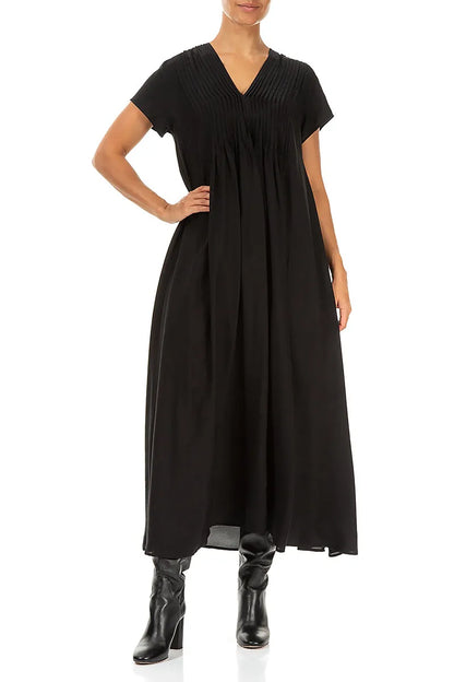 Romantic Black Silk Bamboo Dress 4
