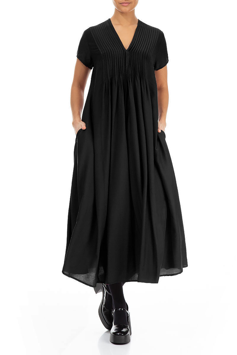 Romantic Black Silk Bamboo Dress