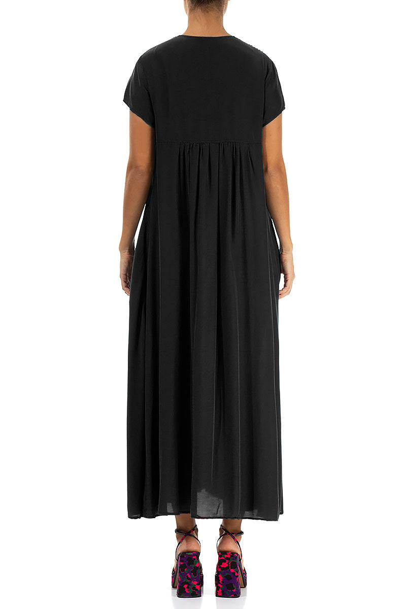 Romantic Black Silk Bamboo Dress 2