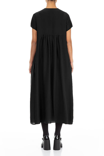 Romantic Black Silk Bamboo Dress