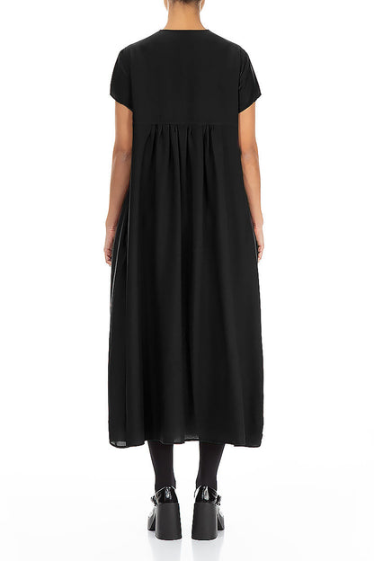 Romantic Black Silk Bamboo Dress 2