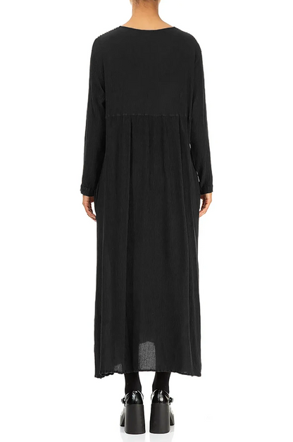 Romantic Black Silk Viscose Dress 2