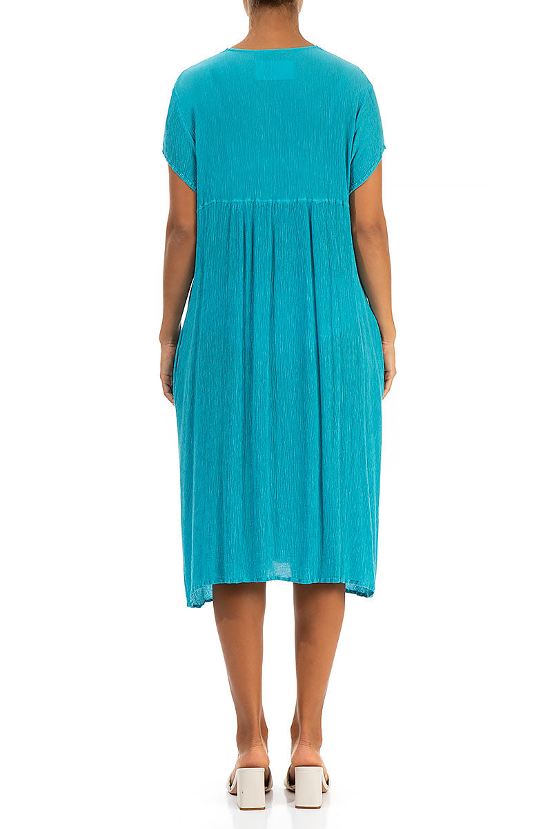 Romantic Bright Turquoise Silk Viscose Dress