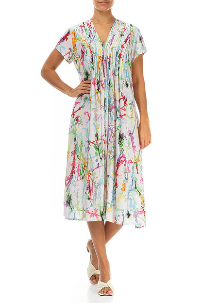 Romantic Colour Splash Silk Bamboo Midi Dress 4