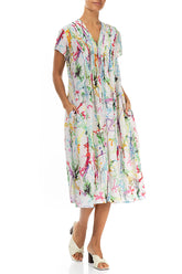 Romantic Colour Splash Silk Bamboo Midi Dress 3