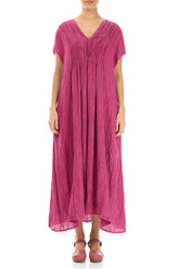 Romantic Crinkled Fuchsia Silk Dress 1