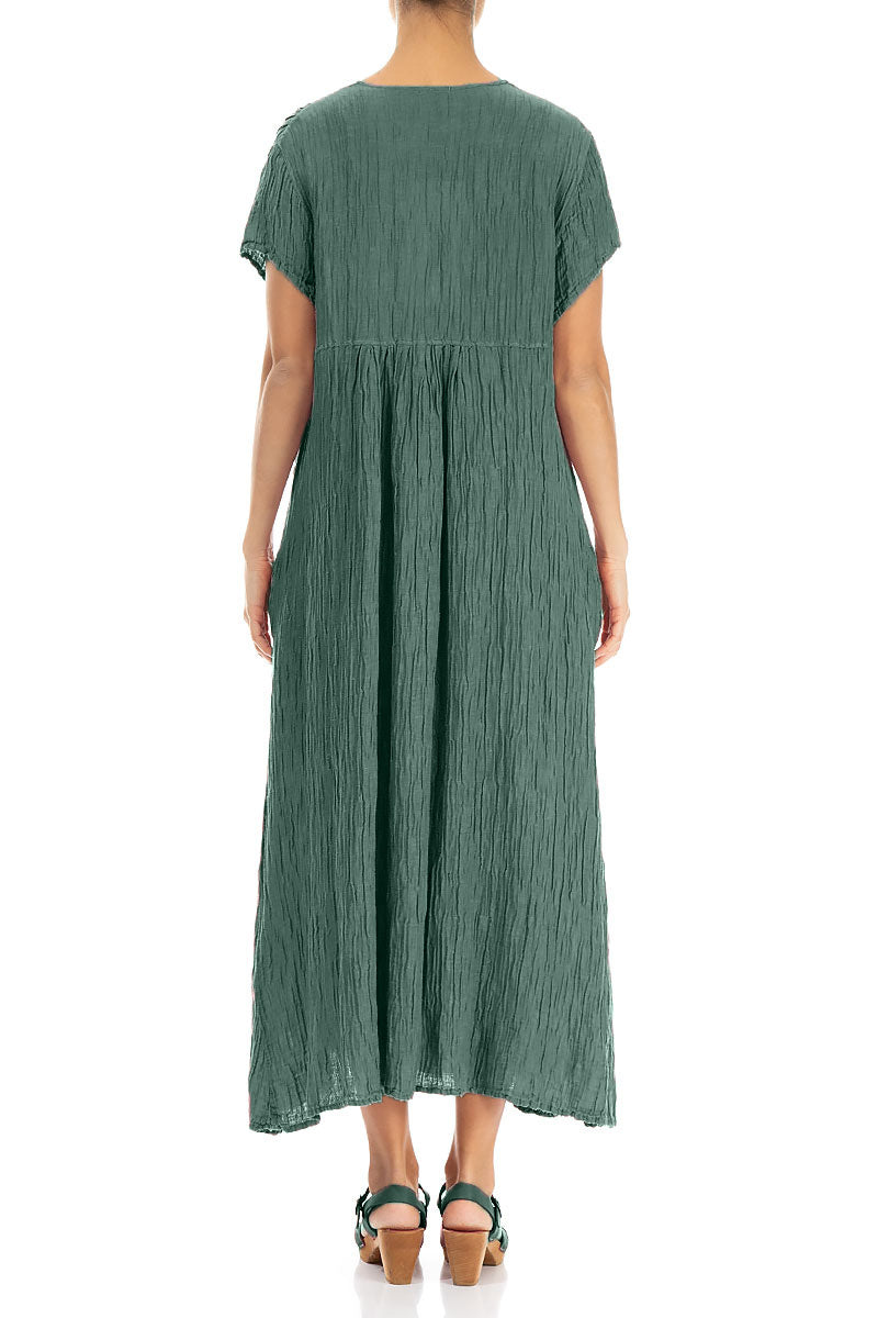 Romantic Crinkled Sage Silk Dress 2