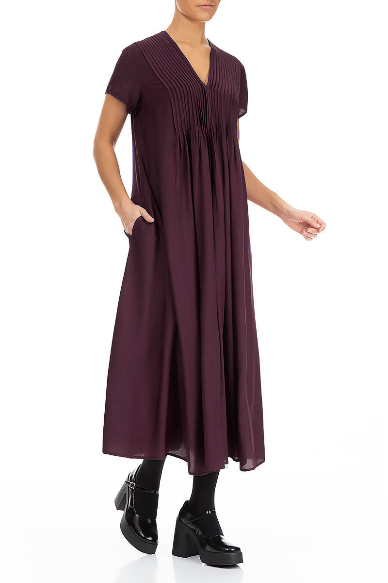 Romantic Deep Plum Silk Bamboo Dress 3