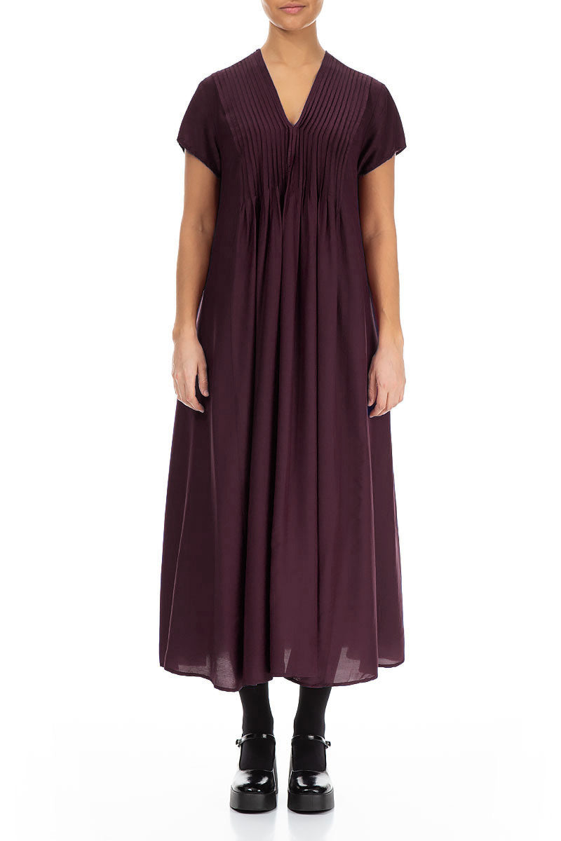 Romantic Deep Plum Silk Bamboo Dress 1
