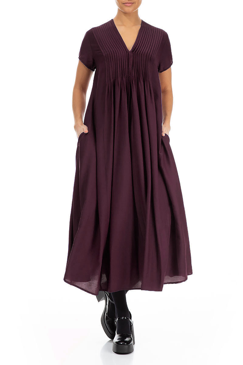 Romantic Deep Plum Silk Bamboo Dress 4