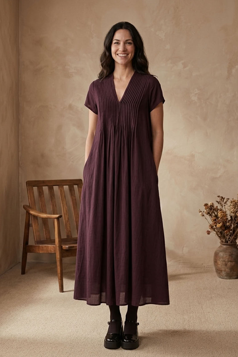 Romantic Deep Plum Silk Bamboo Dress