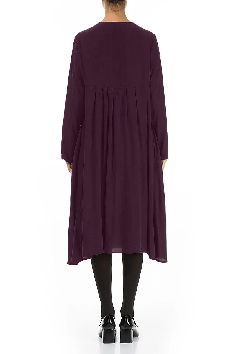 Romantic Deep Plum Silk Bamboo Midi Dress 2
