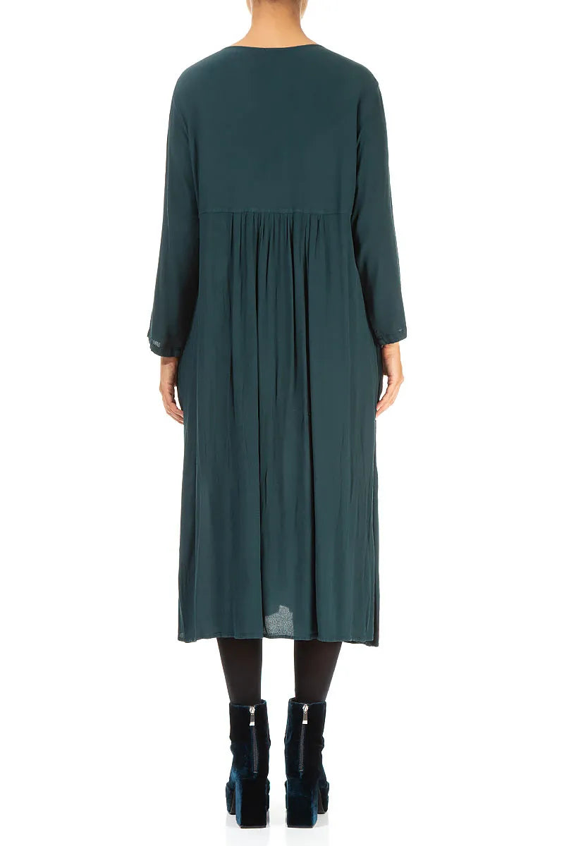 Romantic Emeral Crumpled Viscose Dress 2