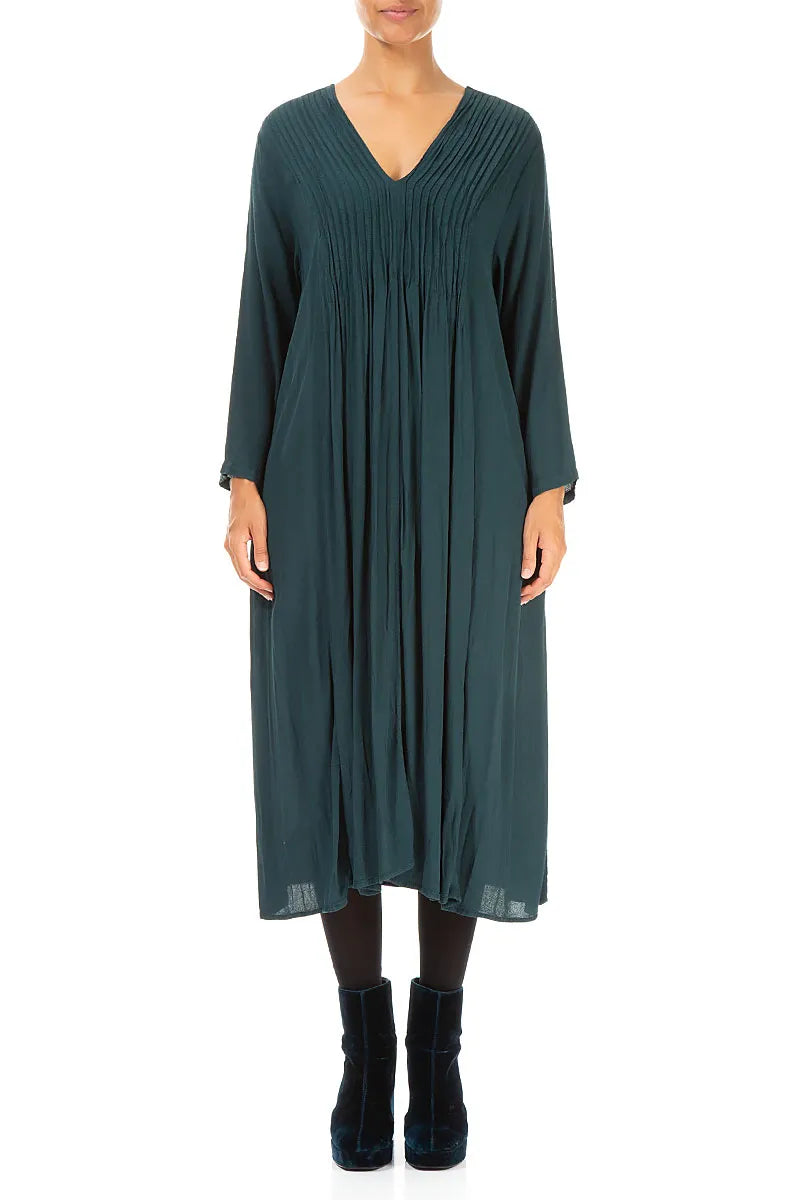 Romantic Emeral Crumpled Viscose Dress 1