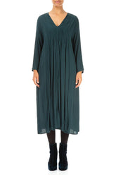 Romantic Emeral Crumpled Viscose Dress 1