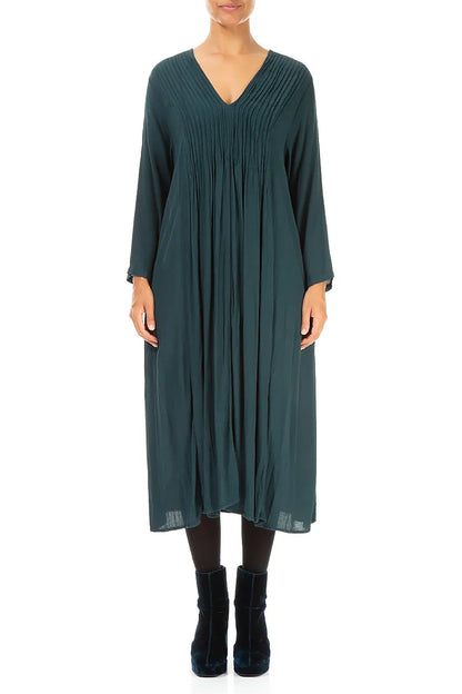 Romantic Emeral Crumpled Viscose Dress 1