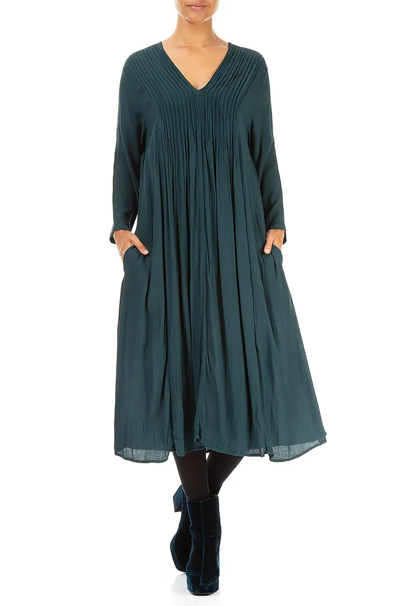 Romantic Emeral Crumpled Viscose Dress 3