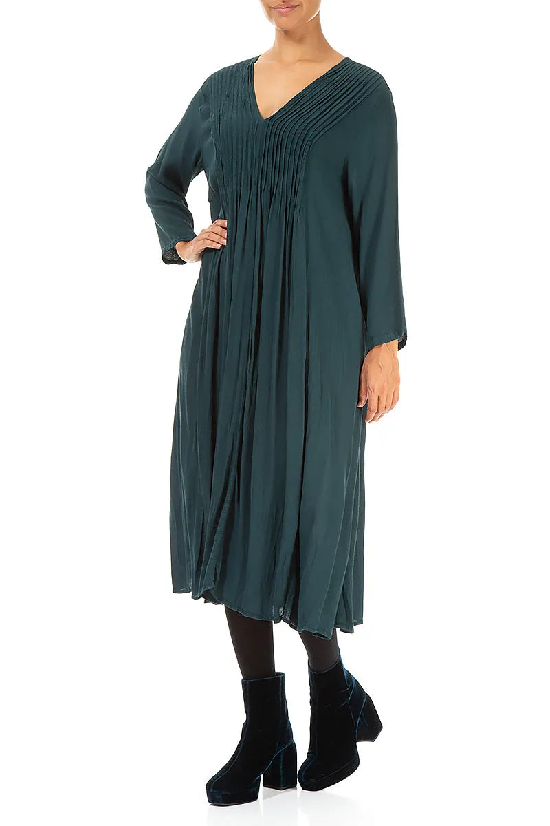 Romantic Emeral Crumpled Viscose Dress 4