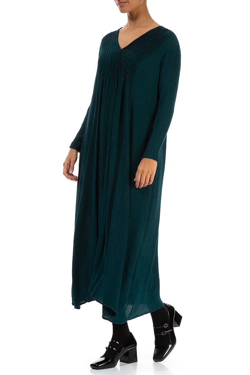 Romantic Emerald Silk Viscose Dress