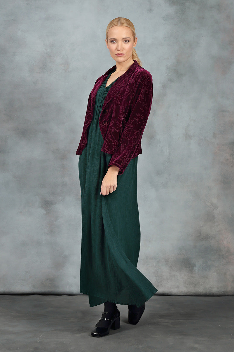 Romantic Emerald Silk Viscose Dress