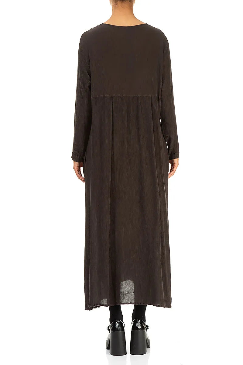 Romantic Forest Brown Silk Viscose Dress 2