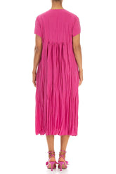 Romantic Fuchsia Crumpled Pure Silk Dress 2