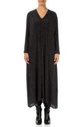 Romantic Graphite Blue Silk Viscose Dress 1