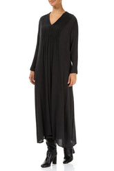 Romantic Graphite Blue Silk Viscose Dress 3