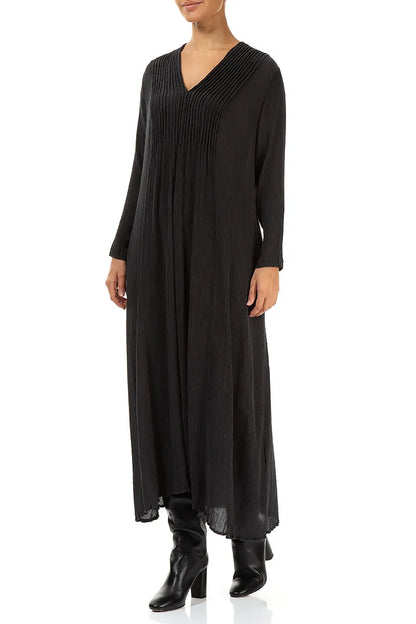 Romantic Graphite Blue Silk Viscose Dress 3