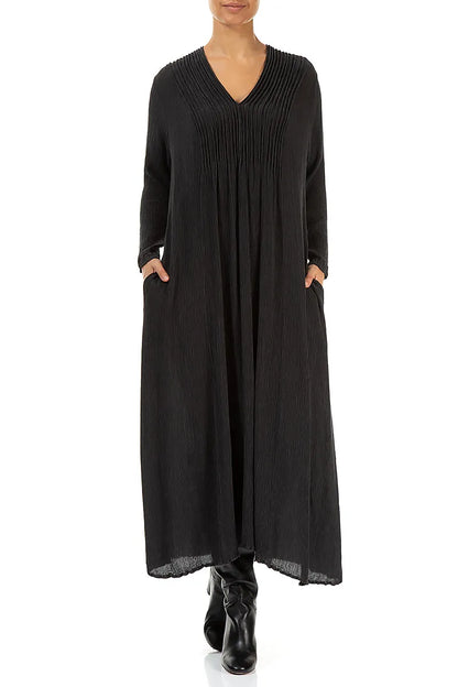 Romantic Graphite Blue Silk Viscose Dress 4