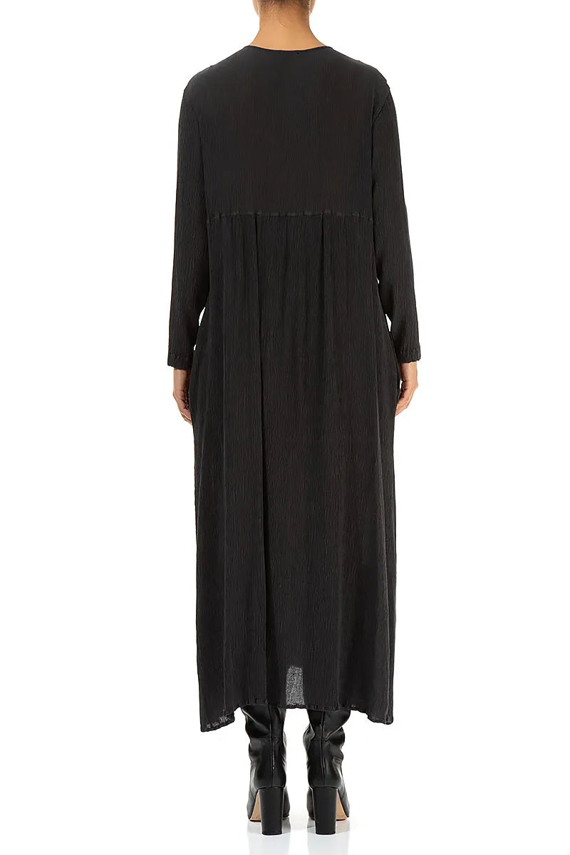 Romantic Graphite Blue Silk Viscose Dress 2