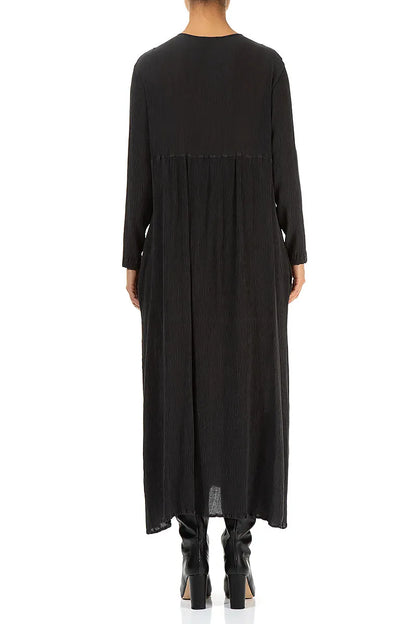 Romantic Graphite Blue Silk Viscose Dress 2