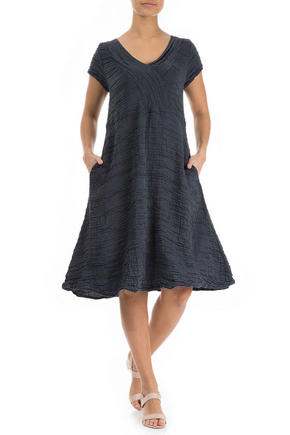 Romantic Graphite Crinkled Silk Dress 5