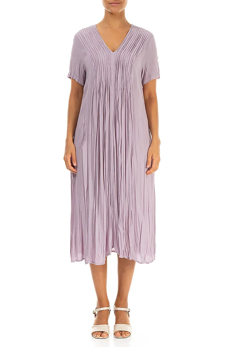 Romantic Lilac Crumpled Pure Silk Dress 1